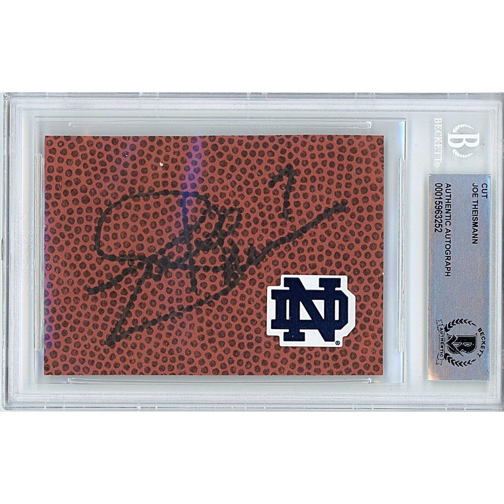 Joe Theismann Autographed Football Cut Notre Dame Fighting Irish Beckett Slab ND